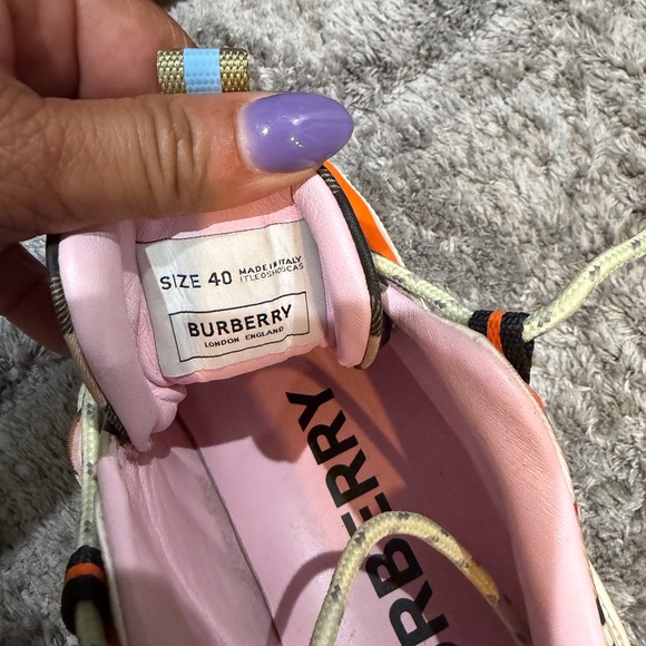 Burberry Pink & Orange Leather Platform Trainer - Picture 3 of 10
